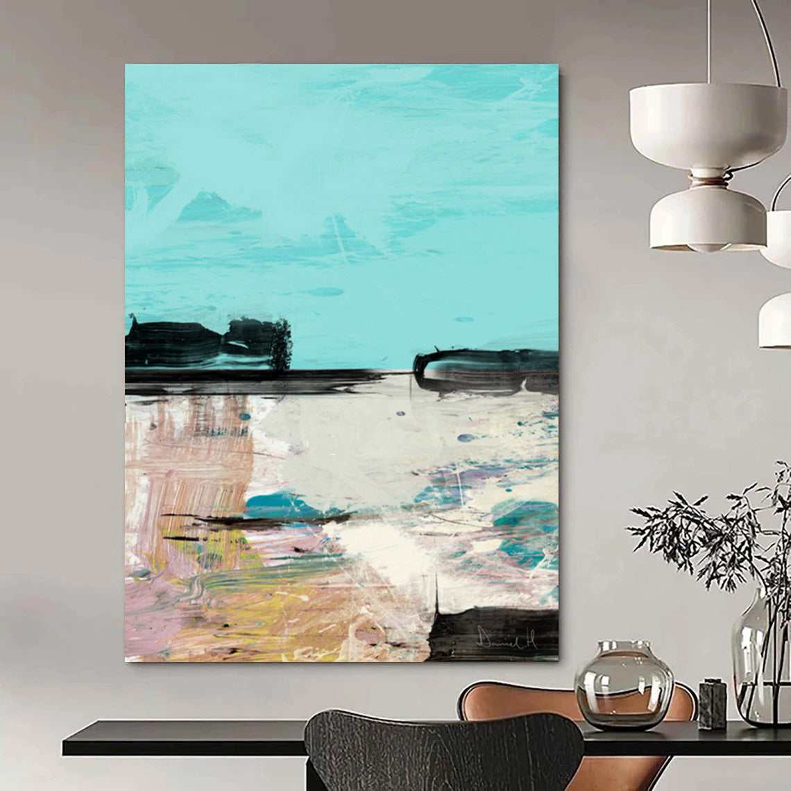 beach wall art in pink